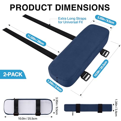 Smiry Ergonomic Office Chair Armrest Pads, Memory Foam Arm Rest Covers, Non-Slip Armrest Cushion with Adjustable Buckles and Straps, Elbow Relief for Desk, Gaming & Wheelchair (Navy, Set of 2) - color: Navy