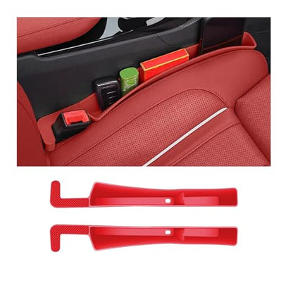 2PCS Car Seat Gap Filler, Automotive Seat Organizer Fill The Gap Between Seat and Console, Universal Car Storage Box Inserts Fill The Gap Between Seat &Console for Coins Wallets Keys (Red)