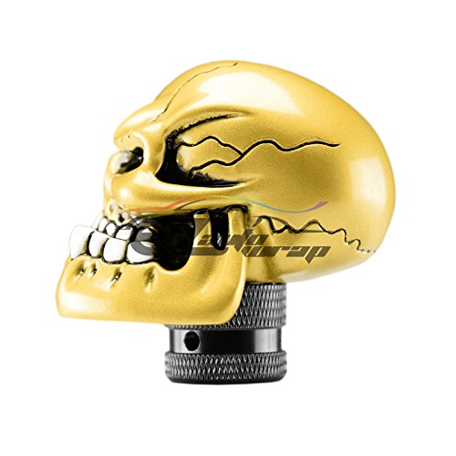 EZAUTO WRAP Yellow Universal Manual Wicked Skull Head Gear Stick Car Shift Knob Shifter Halloween