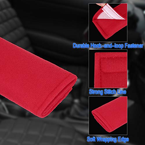 X AUTOHAUX 4pcs Universal Red Car Safety Seat Belt Pads Cover with Soft Polyester Fiber Auto Seatbelt Shoulder Pad for More Comfortable Driving - color: Red