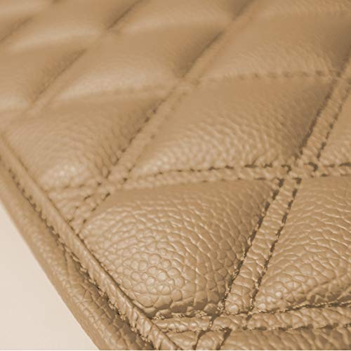 FH Group Luxury Universal Liners Full Set Beige PU Leather Diamond Design Floor Mats - Universal Fit Heavy Duty Non-Slip Floor Mats for Most Sedan, SUV, Truck - color: Beige