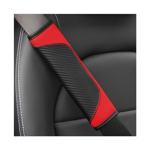 2PCS Car Seat Belt Cover, Carbon Fiber Seatbelt Shoulder Protection, Soft Car Seat Belt Strap Cushion Protect Your Neck and Shoulder, Car Accessories Seat Belt Pad for Car Truck (Red) - color: Red