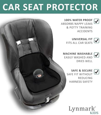 Lynmark® Potty Training Car Seat Protector Cover - Waterproof Soft Piddle Pads for Toddlers and Baby Carseat - Travel-Friendly Universal Washable Liner Mat for Spills, Nappy Leaks, Accidents - Black - color: Black