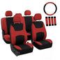 FH Group Car Seat Covers Full Set Cloth, Universal Fit combo, Automotive Covers, Low Back Front Airbag Compatible,Split Bench Rear Seat,Washable Cover for SUV,Sedan,Van Red - color: Red