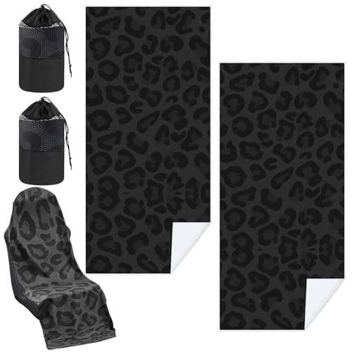 Hahafelt Car Seat Towel Covers with Storage Bag, 63 x 32 Inch Universal Non Slip Waterproof Sweat Protector for Car Truck, Gym Swimming Running, Machine Washable(2 Pack,Black Leopard) - style: Black Leopard