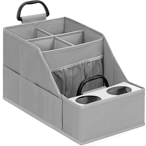 Car Seat Organizer Backseat Front Seat, Car Organizer With 12 Storage Compartments 2 Cup Holders, Snack Storage For Kids Baby, SUV Truck Van Collapsible Storage Bag For Travel, GY - color: Gray, size: 1 Pack