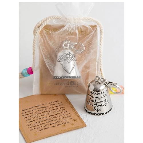 3PCS Blessing Bell Gift for Friends or Loved Ones,Inspirational Angel Charm with Message, Tiny Silver Bell Keychain,Thoughtful Present for Car,Backpack,DoorBag (Little Angel Bell for You)