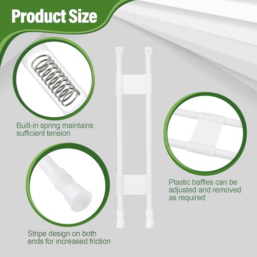 2 Sets Double RV Refrigerator Bars, RV Tension Rods with Adjustable Length - 15.7 to 27.6 Inches, White