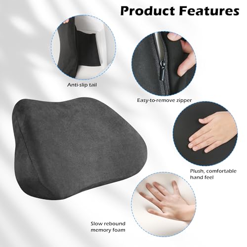 Lumbar Support Pillow for Car, Ergonomic Memory Foam Back Cushion for Driving, Seat Office Chair, Gaming Chair, Lower Back Support for Back Pain Relief, Black, 2 Pack - color: Black, size: Lumbar 2P
