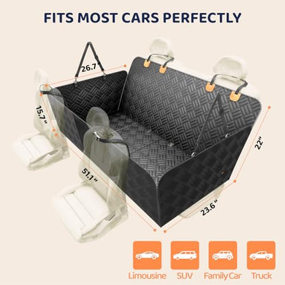 Dog Car Seat Cover for Back Seat, Hard Bottom Back Seat Extender, Back Seat Pet Cover for Dogs - Supports 400lbs, Waterproof Heavy Duty Scratch Dog Hammock for Compact Cars/SUVs, 51in - size: Car/SUV/Small Truck