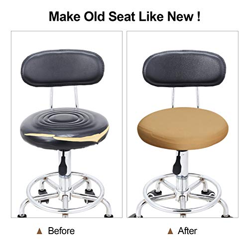 Tatuo Round Bar Stool Seat Covers Washable Stool Cushion Slipcover Elastic Bar Chair Covers for 14-17 Inch Chair (Camel Color, 4 Pieces) - color: Camel Color