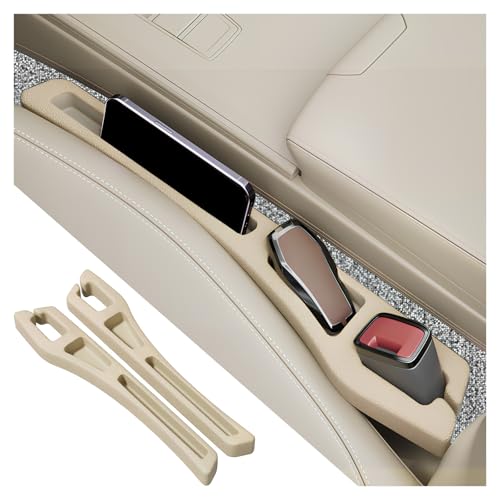 2PCS Car Seat Gap Filler Organizer,2 in 1 Car Gap Filler with Fill and Storage Function for Storing Phones Keys Cards,Universal Multifunctional No Drop Seat Guard for Cars (Beige) - color: Beige
