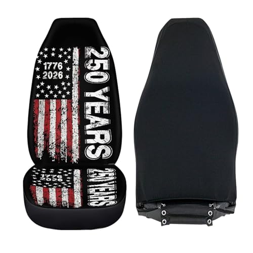 INSTANTARTS 250th Years Front Car Seat Covers Soft Car Seat Protectors 2 Packs Easy to Install Auto Accessories Compatible with Most Cars, SUVs, Trucks - color: 250th Years US Flag