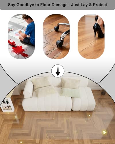 【16 Anti-Slip Stickers Included】3'×10' Clear Plastic Floor Runner, Non Slip Runner Protector, Wipeable Vinyl Runners, Extra Long Clear Floor Protector for Kitchen/Utility Room, Rug Cover for Hardwood - size: 3' x 10' (Rectangular)