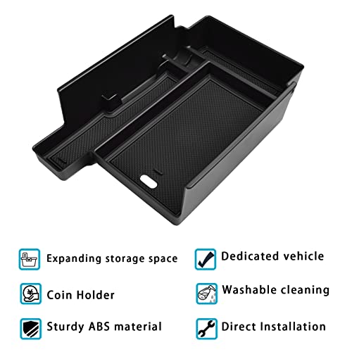 Center Console Organizer Tray Compatible with Nissan Pathfinder Accessories 2022 2023 2024 2025 2026 R53 Interior Secondary Armrest Storage Glove Box Divider ABS Material, Black Trim