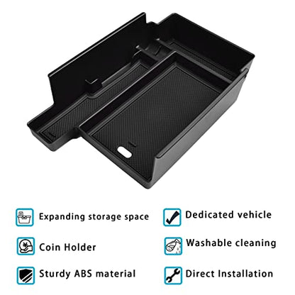 Center Console Organizer Tray Compatible with Nissan Pathfinder Accessories 2022 2023 2024 2025 2026 R53 Interior Secondary Armrest Storage Glove Box Divider ABS Material, Black Trim