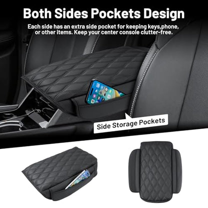 Autorder Center Console Cover for 2021-2025 2026 Jeep Grand Cherokee L Accessories Armrest Cushion Cover Nappa Leather Middle Console Covers Grand Cherokee L Console Cushion Pad Anti-Scratch - size: 21-26 Grand Cherokee L Armrest Cushion