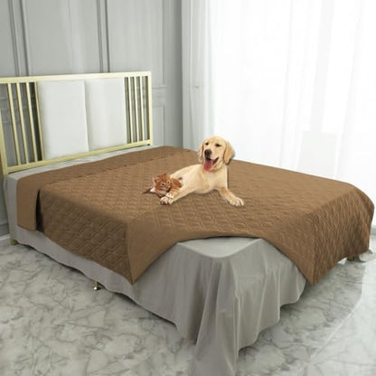 Ameritex Waterproof Dog Bed Cover Pet Blanket for Furniture Bed Couch Sofa Reversible - color: Camel+camel, size: 30x53 Inch (Pack of 1)