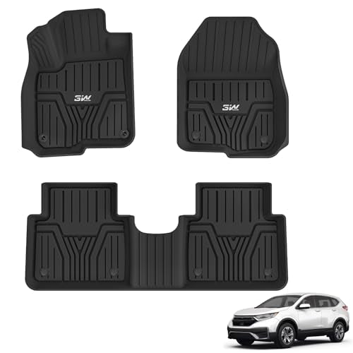 3W Floor Mats Fit for Honda CR-V 2017-2022 (Include Hybrid) TPE All Weather Custom Fit Floor Liner for Honda CRV 1st and 2nd Row Full Set Car Mats Black - size: 2.Honda CR-V 2017-2022 Floor Mats