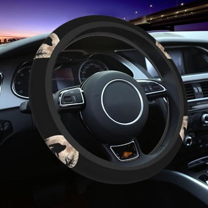 Funny Bigfoot Sasquatch Full Moon Steering Wheel Cover,Warm in Winter and Cool in Summer,15 in Universal Accessory for Diverse Car Fashion Elastic Breathable Silicone Anti-Slip Decor for Men Women
