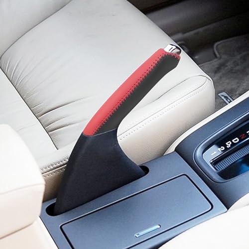 Compatible with Black Red Genuine Leather Hand-Stitched Handbrake Protector Cover Interior Accessories Decoration for Honda Accord 2004 2005 2006 2007 Red Stitches - color: Black Red