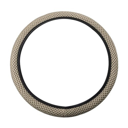 Elastic Stretch Steering Wheel Cover, Universal 15 Inch Automotive Steering Wheel Cover, Microfiber Breathable Ice Silk, Anti-Slip, Odorless, Easy Carry,Warm in Winter and Cool in Summer (Beige) - color: Beige