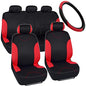 BDK Simply Covered – Accent Car Seat Covers & Steering Wheel Cover – Polyester Comfort Cloth (Red)