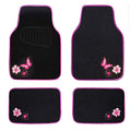 CAR PASS Embroidery Butterfly and Flower Car Floor Mats, Pink Car Floor Mats Universal Fit 95% Automotive,SUVS,Sedan,Vans,for Cute Women,Girly,Set of 4 (Black with Pink) - color: Pink Butterfly and Flower