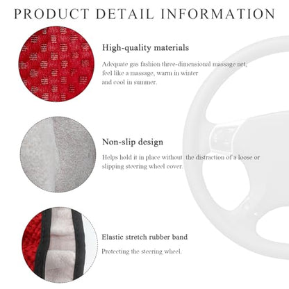 Yourkar Elastic Steering Wheel Cover, 15"×15" Comfy Breathable Stretch Steering Wheel Protector, Ice-Silk Cloth Polyester Steering Wheel Cover for Men Women, Car Accessories (Wine Red) - color: Wine Red