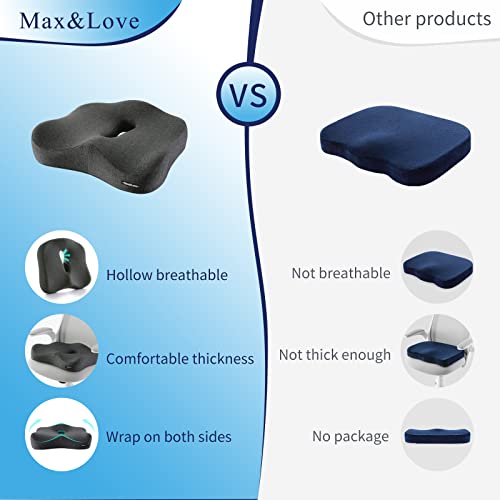 Memory Foam Seat Chair Cushion for Relieves Back Sciatica Pain Tailbone Pain Coccyx Degenerating Disc Orthopedic Osteoarthritis Prostate Cushion Low Back Pain Cushion Hip Shaping (Dark Gray) - color: Dark Gray