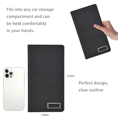 Premium Car Registration & Insurance Card Holder with Magnetic Closure & Clear Pockets, Glove Box Organizer for Documents, Driver's License (Reticulated black) - color: Reticulated black