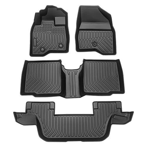 3 Row All Weather Floor Mats Compatible with 2011-2014 Ford Explorer Bench Seating, Black 3D Car Mats Full Set Heavy Duty TPE Non-Slip Interior Accessories (2011-2014 Explorer Bench Seating) - color: 2011-2014 Explorer Bench Seating