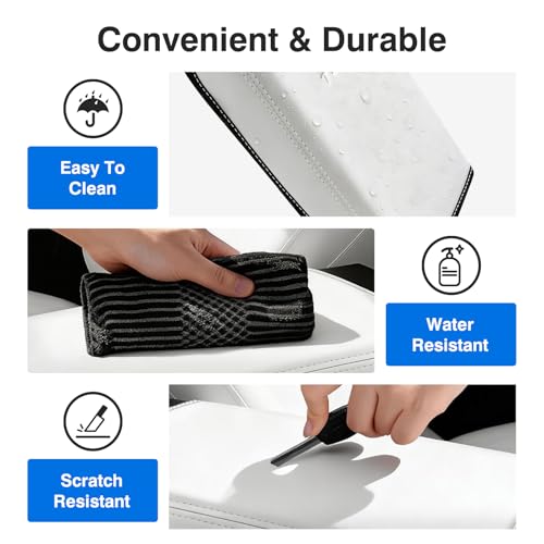 Center Console Armrest Cover for Tesla Model 3 2017-2023 & Model Y 2020-2025 with Embossed Logo& Key Card Holder | Scratch Resistant Interior Easy Install Accessories, White - color: white