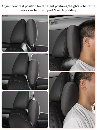 2pcs Car Neck Pillow for headrests,Support Drive Seats Head Cushion Pillows,Microfiber Velvet,Plant-Based Polyester,Thickness & Height Adjustable,11.8x7.5,Inner Liner fillable(Beige)