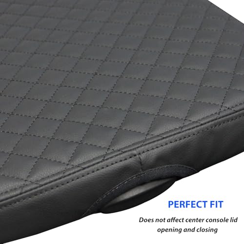 Zxiaochun Center Console Cover Compatible with 2002-2012 Dodge Ram 1500 2500 3500 Jump Seat Console, Armrest Lid Leather Protective Covering (Black) - color: Black Leather