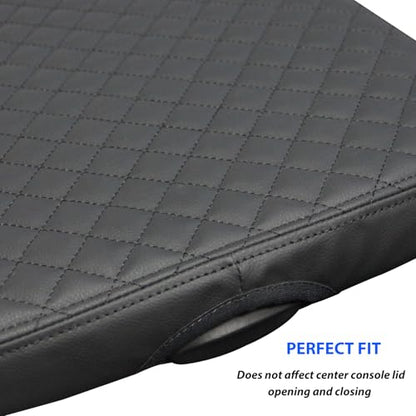 Zxiaochun Center Console Cover Compatible with 2002-2012 Dodge Ram 1500 2500 3500 Jump Seat Console, Armrest Lid Leather Protective Covering (Black) - color: Black Leather