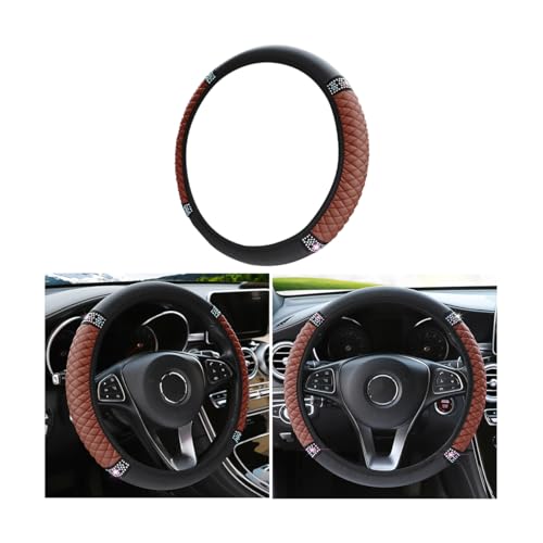 Fekey&JF Bling Soft Leather Steering Wheel Cover, 15 Inch Rhinestones Elastic Steering Wheel Protector, Sparkly Crystal Diamond for Women Girls, Auto Accessories Universal for Most Cars (Wine Red) - color: Wine Red