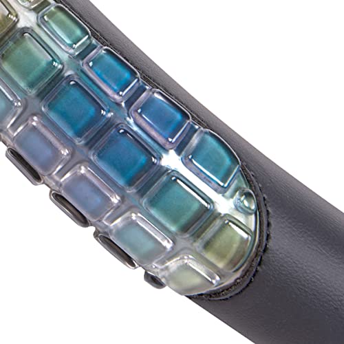 Flying Banner car Steering Wheel Cover Gel Massage Velvet Cool Warm Universal Size 15 inches SUV Truck Anti Slip Odorless Summer Winter (Black Muti-Volor Faux Leather, Gel Massage)