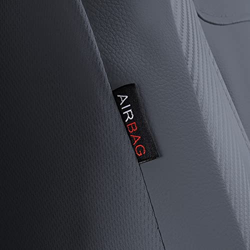 Flying Banner car seat Covers Protects Water Proof Faux Leather Carbon Fiber Front and Rear Bench Split 40/60 50/50 60/40(Gray Gray, Full Set - 8PCS) - color: Gray Gray, size: Full Set -- 8PCS