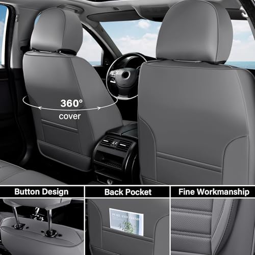 Coverado Seat Covers, Car Seat Covers Front Seats, Automotive Seat Covers, Waterproof Nappa Leather Car Seat Cover, Car Seat Cushion, Gray Seat Covers Carseat Cover Universal Fit for Most Cars - color: Gray-A, size: Front