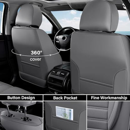 Coverado Seat Covers, Car Seat Covers Front Seats, Automotive Seat Covers, Waterproof Nappa Leather Car Seat Cover, Car Seat Cushion, Gray Seat Covers Carseat Cover Universal Fit for Most Cars - color: Gray-A, size: Front
