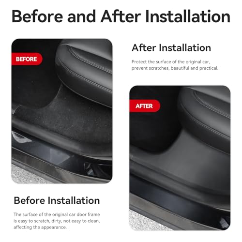 2PCS Rear Door Sill Protector for 5 Seater Tesla Model Y 2024 2023 2022 2021 Accessories (NOT Fit Juniper & 7 Steater) Black ABS Material Rear Door Car Pedal Kick Protection