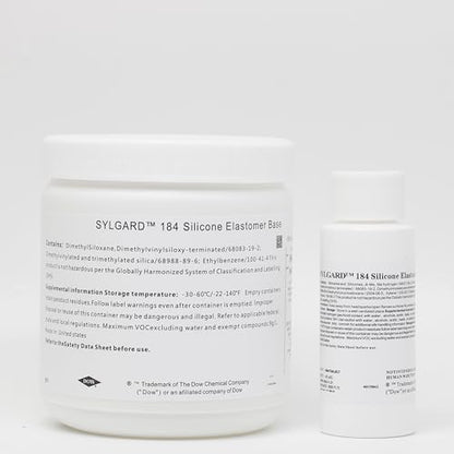 Dowsil SYLGARD 184 (Form Dow Corning) Silicone Elastomer Kit Base A + Curing Agent Solidifier B for Electrical Component Battery Board Assembly Room Temperature RT Heat Cure(1.1 lb = A 450g + B 45g) - size: 495g = A 450g + B 45g