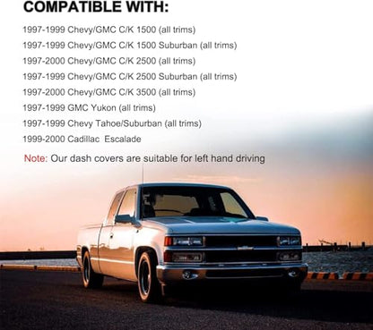 Dash Cover Mat Custom Fit for 1997-2000 Chevy Chevrolet Silverado/GMC C1500 C2500 C3500 K1500 K2500 K3500, 1997-99 GMC Yukon/Chevy Tahoe Suburban, Dashboard Pad Carpet Protector(97-98, Beige) Y57 - color: 97-98 Beige