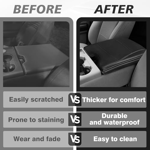 Center Console Armrest Cover Fit for Ford F-150 F150 2015-2026 & F250 F350 F450 2017-2026 Accessories, Comfort Armrest Pad Console Lid Cushion Vegan Leather 1-Inch Extra Thick(Jump Seat ONLY) - size: 2) 15-25 |F150| Jump Seat, +Thick