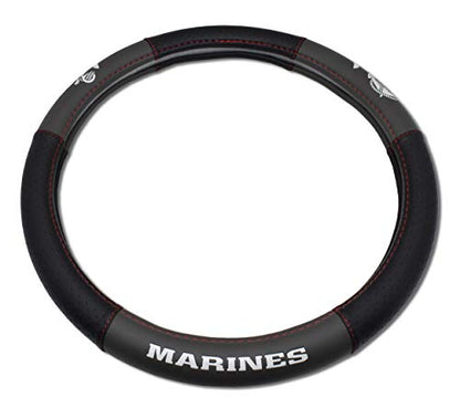 Elektroplate Officially Licensed US Marine Corps Premium Steering Wheel Cover - Medium Size - Fits Mid-Size SUVs and Trucks with Diameter 14.7” to 15.4”