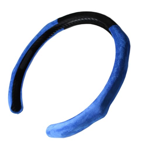 Quick Install Sporty Suede Steering Wheel Cover with Blue Grips Universal fit Any 14.5 to 15 inches Car Sedan Coupe SUV Pickup - color: Black+ Blue Sides, size: Suede