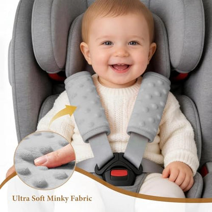 2 Pack Car Seat Strap Pads for Babies, Soft Car Seat Shoulder Strap Covers for Baby Child Kids, Gray - color: Gray