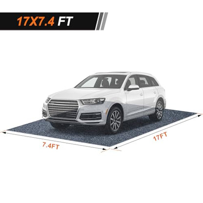 17 * 7.4 Ft Heavy Duty Oil Spill Mat, 6.5mm Thickened Extra Large Garage Floor Mat for Under Car, 1/4" Waterproof Rubber Backing Absorbs Oil Quickly, Washable, Reusable, Durable, Non-Slip - size: 7'2" x 17'