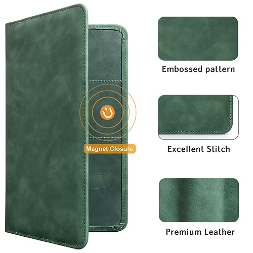 CoBak Car Registration and Insurance Holder - Vehicle Glove Box Car Organizer,Auto Truck Comparment Accessories Case with Magnetic Closure for Essential Document,Driver License,Cards - color: L-Emerald